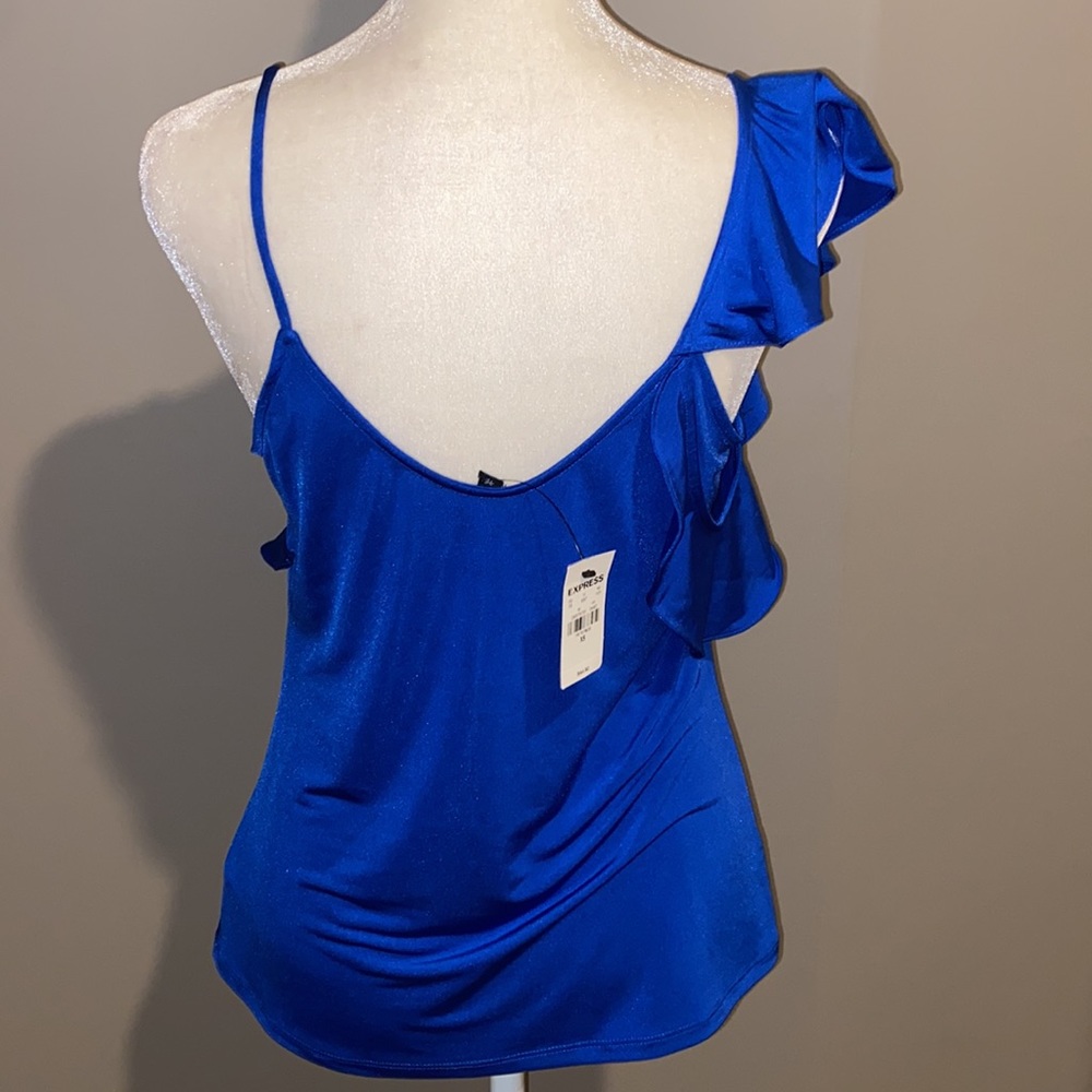 Express Blue Ruffle Tank - Picture 3 of 3